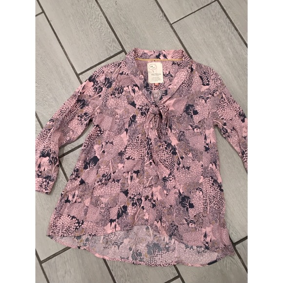 Anthropologie Conversations Limited Edition Floral Pink Tunic Blouse - Picture 4 of 6